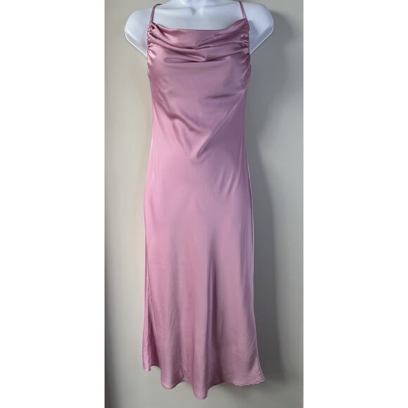 FOREVER 21 Dresses & Skirts - Forever 21 Y2K Satin Cowl Neck Slip Dress Womens S Pink Feminine Fairy Silky